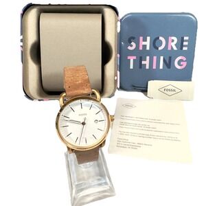 NEW in Box Fossil ES4334 The Commuter White Dial Leather Strap Women's Watch